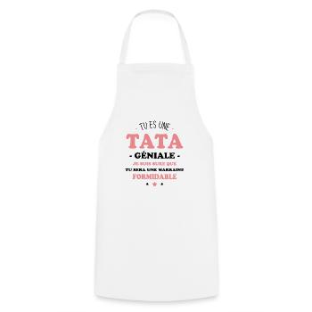 Une tata géniale et une marraine formidable - Tablier de cuisine - blanc - Devant - AI Model Male 185 dark (185cm)