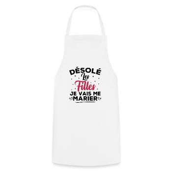 Désolé les filles je vais me marier - Tablier de cuisine - blanc - Devant - AI Model Male 185 dark (185cm)