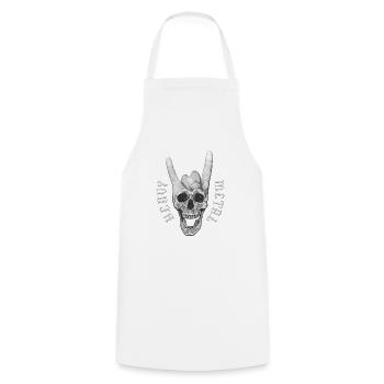 Heavy Metal Musik Totenkopf Teufelshörner-Zeichen - Kochschürze - Weiß - Vorne - AI Model Male 185 dark (185cm)