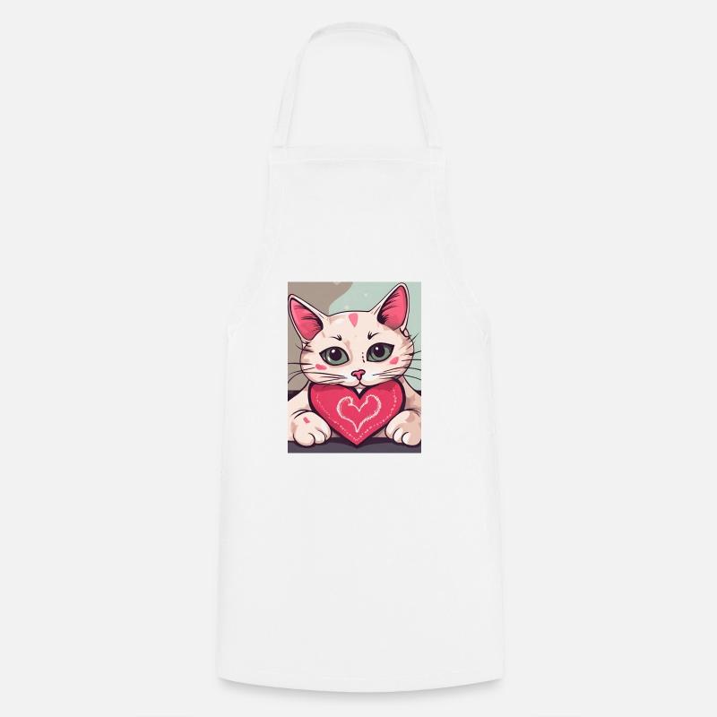 Love Hurts - Cat - Kochschürze - Weiß