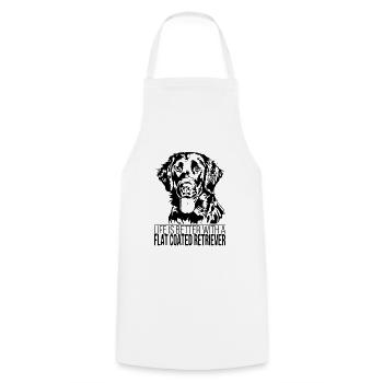 FLAT COATED RETRIEVER life is better Hund Wilsigns - Cooking Apron - white - Front - AI Model Male 185 dark (185cm)