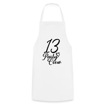 13 Party Crew 13th Birthday Party 13 Years Old - Cooking Apron - white - Front - AI Model Male 185 dark (185cm)