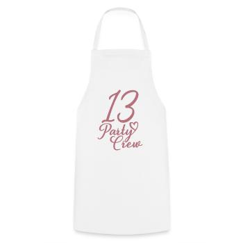 13 Party Crew 13th Birthday Party 13 Years Old - Cooking Apron - white - Front - AI Model Male 185 dark (185cm)