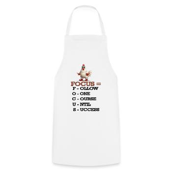 Motivational Chicken Quote, Focus and Success, Fun - Cooking Apron - white - Front - AI Model Male 185 dark (185cm)