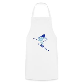 Skier and mountain silhouette - skiing, skiing - Cooking Apron - white - Front - AI Model Male 185 dark (185cm)