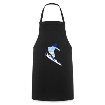 Skier and mountain silhouette - skiing, skiing - Cooking Apron - black - Front - AI Model Male 185 dark (185cm)