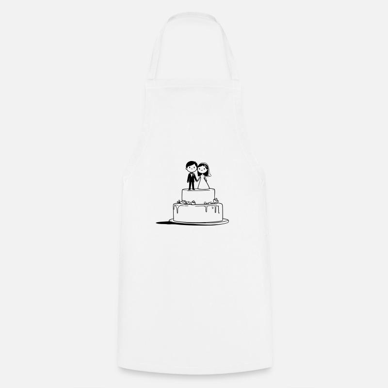 Gâteau de mariage – Design romantique - Tablier de cuisine - blanc
