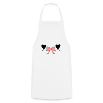 Deux coeurs noeud amour ligne de coeur - Tablier de cuisine - blanc - Devant - AI Model Male 185 dark (185cm)