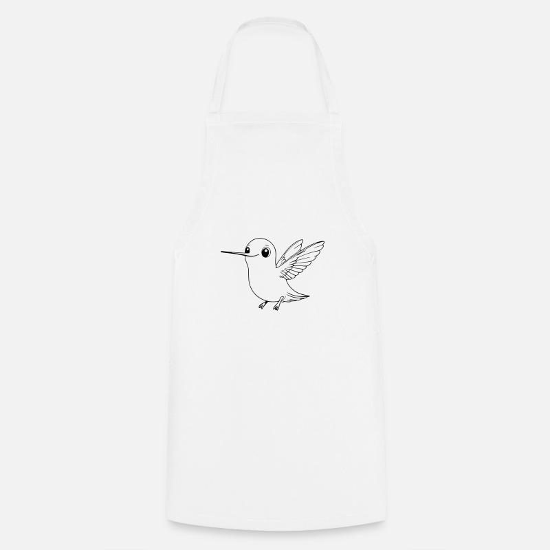 Colibri mignon - Conception de dessin animé d’oiseau mignon - Tablier de cuisine - blanc