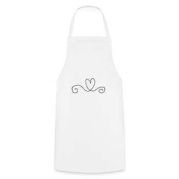 Ligne de symbole de cœur - Tablier de cuisine - blanc - Devant - AI Model Male 185 dark (185cm)