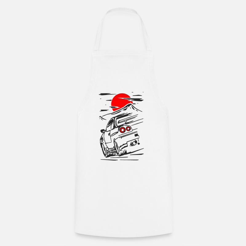 Skyline GTR R34 Illustration Turbo Boost Tuning - Cooking Apron - white