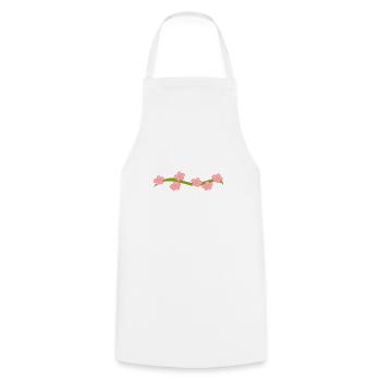 Plante fleurs fleur ligne branche rose - Tablier de cuisine - blanc - Devant - AI Model Male 185 dark (185cm)