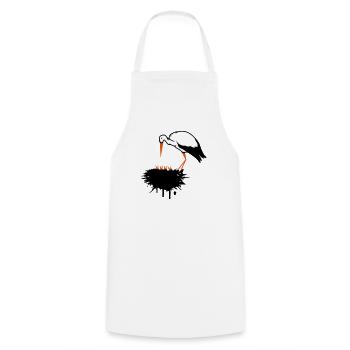 Storch und sein Nest mit Nachwuchs Graffiti - Kochschürze - Weiß - Vorne - AI Model Male 185 dark (185cm)