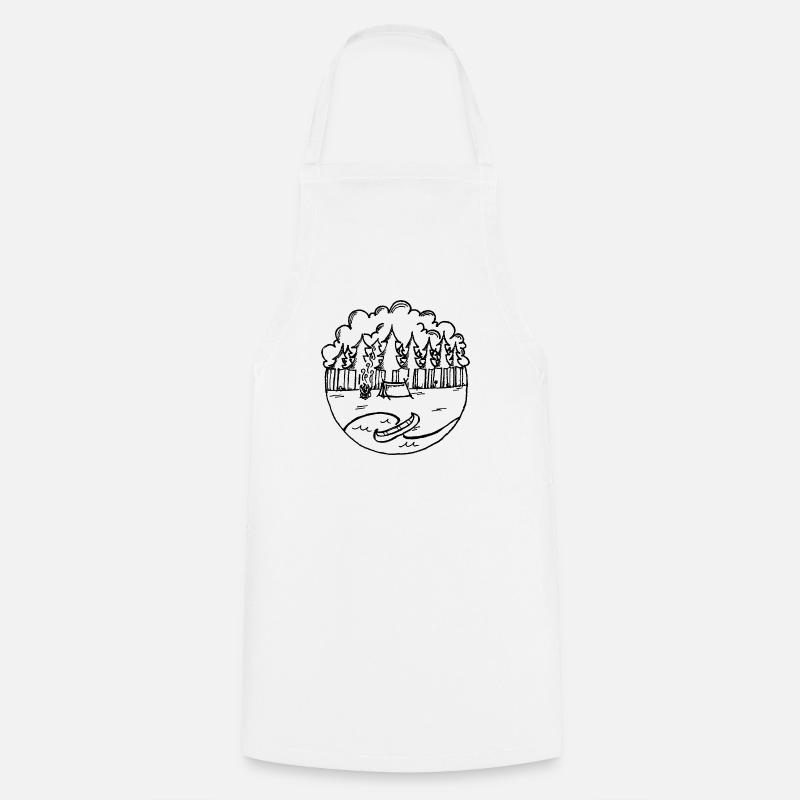Forêt, Tente, Canoë & Feu de camp - Tablier de cuisine - blanc