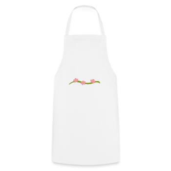 Ligne de fleurs à trois fleurs Branche rose - Tablier de cuisine - blanc - Devant - AI Model Male 185 dark (185cm)