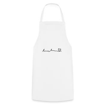 coeur de texte de police de ligne - Tablier de cuisine - blanc - Devant - AI Model Male 185 dark (185cm)