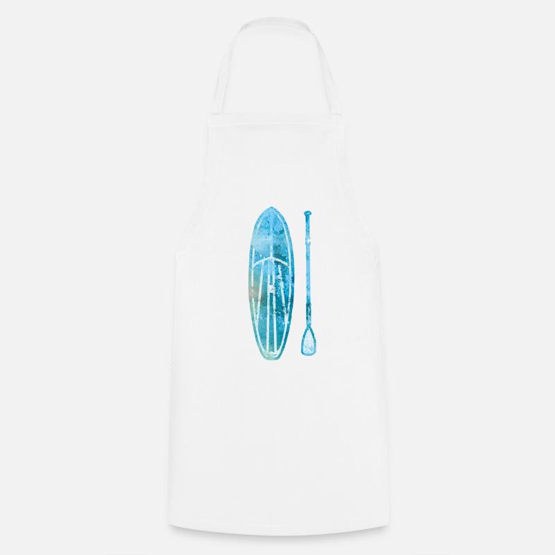 Stand Up Paddle Board SUP with Paddle Watercolor - Cooking Apron - white