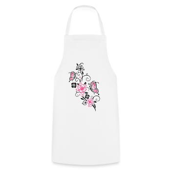 Fleurs de cerisier et papillons, printemps. - Tablier de cuisine - blanc - Devant - AI Model Male 185 dark (185cm)