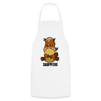 Saufpferd Pferd Pony Biertrinker Saufen Bier - Kochschürze - Weiß - Vorne - AI Model Male 185 dark (185cm)