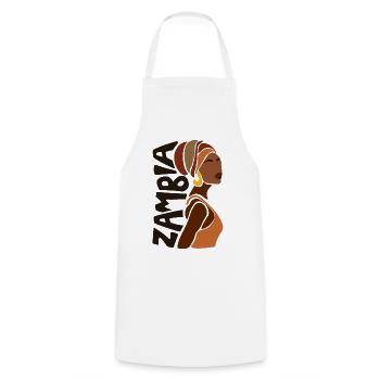 Zambie Zambie Drapeau zambien Patrimoine noir - Tablier de cuisine - blanc - Devant - AI Model Male 185 dark (185cm)