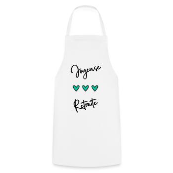 RETRAITE. BONNE RETRAITE. JOYEUSE RETRAITE - Tablier de cuisine - blanc - Devant - AI Model Male 185 dark (185cm)