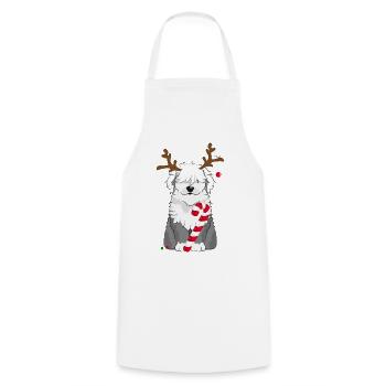 Chien bobtail avec canne à sucre et bois de renne - Tablier de cuisine - blanc - Devant - AI Model Male 185 dark (185cm)