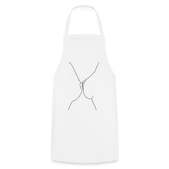 Boobs toghether - Cooking Apron - white - Front - AI Model Male 185 dark (185cm)