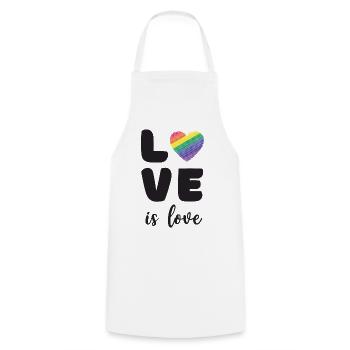 Mois de la fierté - L’amour c’est l’amour - Tablier de cuisine - blanc - Devant - AI Model Male 185 dark (185cm)