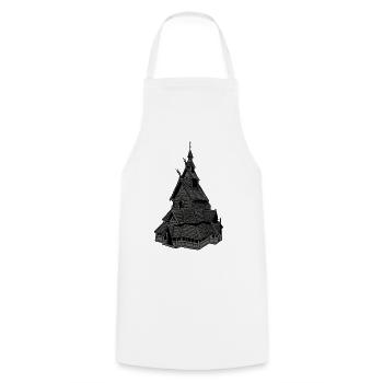 Stave Church Norway grey - Cooking Apron - white - Front - AI Model Male 185 dark (185cm)