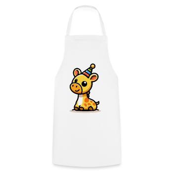 Lieux de fête : la girafe en fête - Tablier de cuisine - blanc - Devant - AI Model Male 185 dark (185cm)