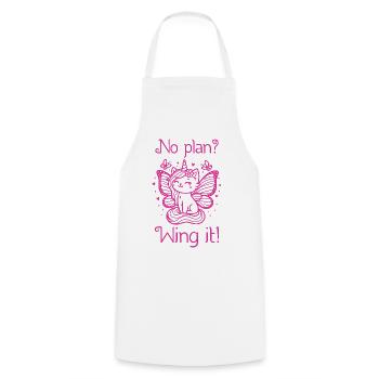 No plan wing it Winged Unicorn Cat - Cooking Apron - white - Front - AI Model Male 185 dark (185cm)