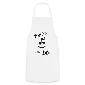 Musik - Music is my life - Note lachen - Kochschürze - Weiß - Vorne - AI Model Male 185 dark (185cm)