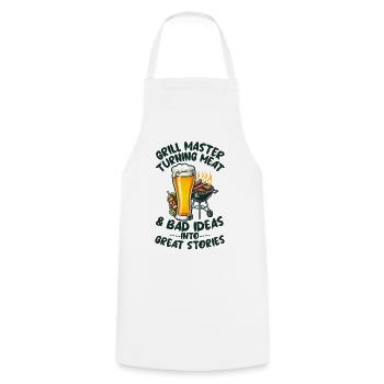 Grill Master, Beer and BBQ Lover - Cooking Apron - white - Front - AI Model Male 185 dark (185cm)
