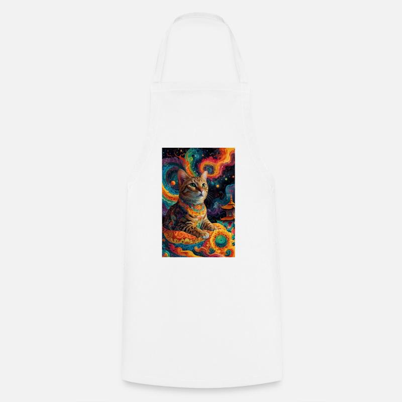 Chat Bouddha - Tablier de cuisine - blanc