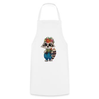 Flower Wreath Raccoon - Cooking Apron - white - Front - AI Model Male 185 dark (185cm)
