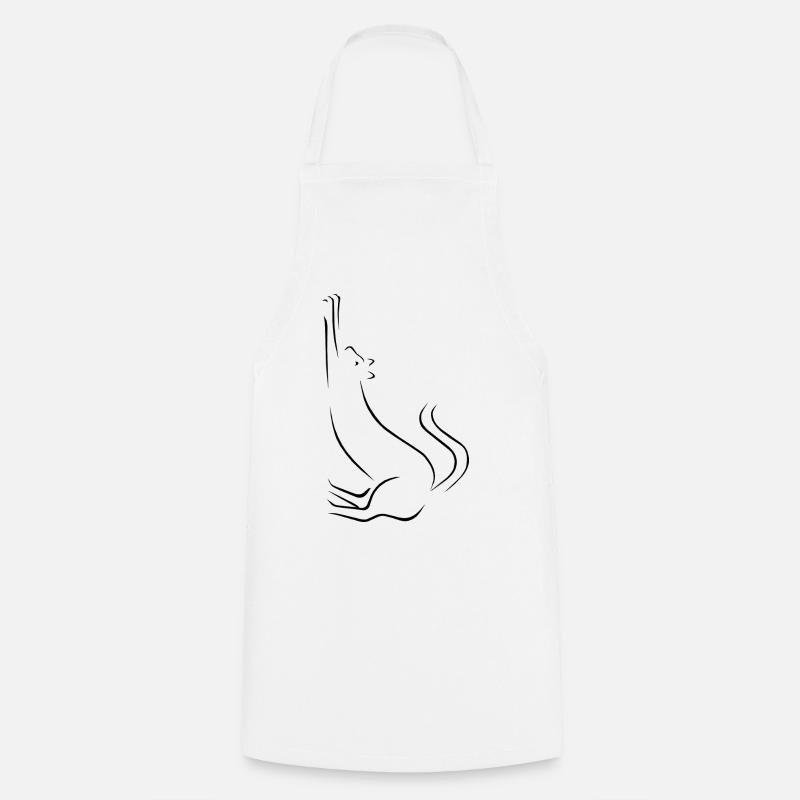 Dessin au trait de chat - Tablier de cuisine - blanc