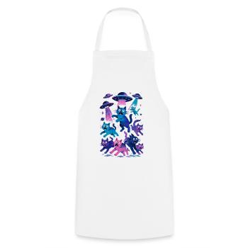 Alien Ufos Ufo Cat Cats Beam Sci-Fi Gift - Cooking Apron - white - Front - AI Model Male 185 dark (185cm)