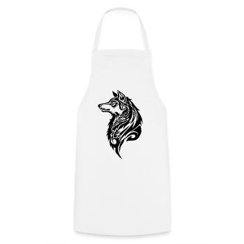 Wolf Tribal Tattoo - Cooking Apron - white - Front - AI Model Male 185 dark (185cm)