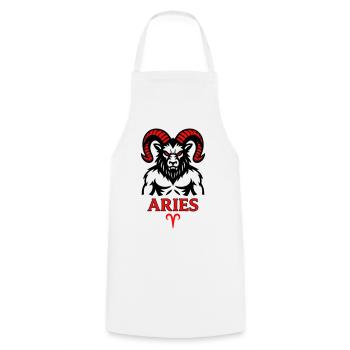 Aries Sternzeichen mit Hörnersymbol - Kochschürze - Weiß - Vorne - AI Model Male 185 dark (185cm)