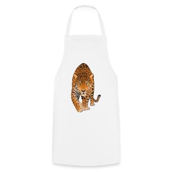 Leopard Raubkatze - Kochschürze - Weiß - Vorne - AI Model Male 185 dark (185cm)