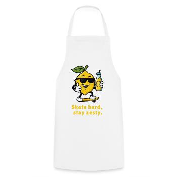Citron sur Skateboard – Style Piquant - Tablier de cuisine - blanc - Devant - AI Model Male 185 dark (185cm)