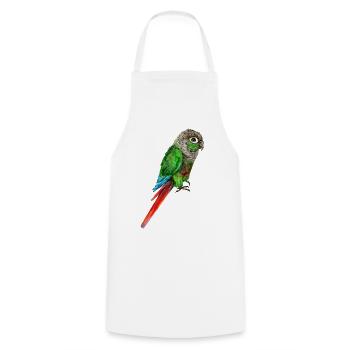 Watercolor drawing of a green-cheeked parakeet - Cooking Apron - white - Front - AI Model Male 185 dark (185cm)