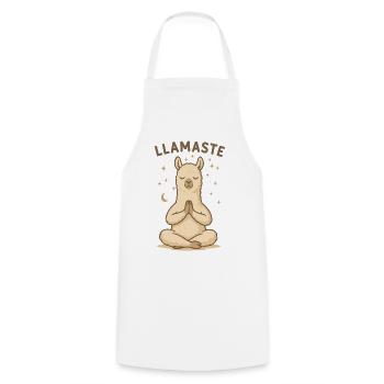 Llamaste – Yoga Lama - Tablier de cuisine - blanc - Devant - AI Model Male 185 dark (185cm)