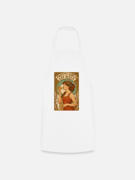 Pizza hübsche Mädchen Art Nouveau Spruch Geschenk - Kochschürze - Weiß