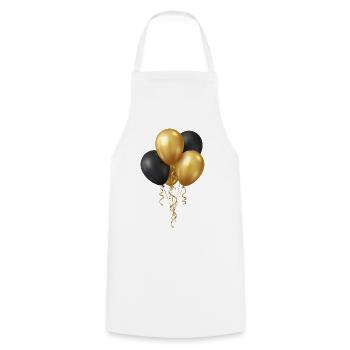 Ballons Or Noir - Fête Élémen d’anniversaire - Tablier de cuisine - blanc - Devant - AI Model Male 185 dark (185cm)