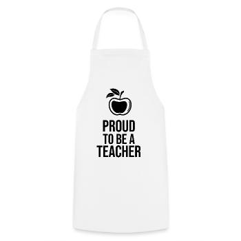Fier d’être enseignant - Icône du dessin au trait minimaliste - Tablier de cuisine - blanc - Devant - AI Model Male 185 dark (185cm)