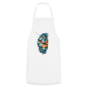 Sunset Waves Kiteboard Portrait - Tablier de cuisine - blanc - Devant - AI Model Male 185 dark (185cm)