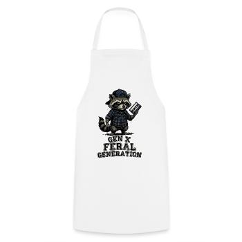 Retro Raccoon Gen X Feral Generation - Cooking Apron - white - Front - AI Model Male 185 dark (185cm)