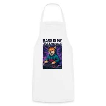 Shiba Inu DJ – Bass Is My Love Language - Cooking Apron - white - Front - AI Model Male 185 dark (185cm)