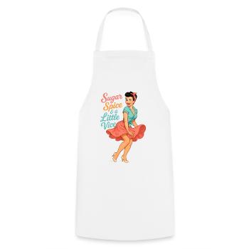 Sugar, Spice & Vice – Rockabella Pin-up Girl - Kochschürze - Weiß - Vorne - AI Model Male 185 dark (185cm)